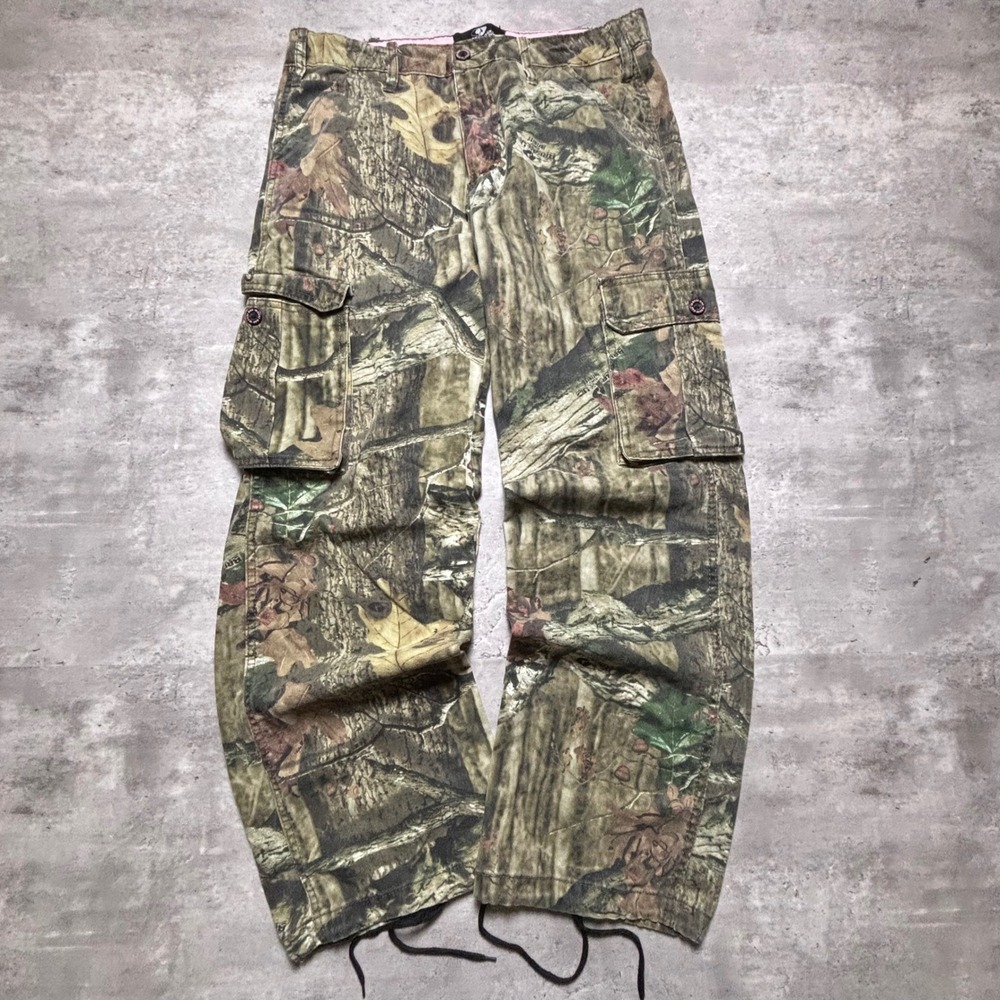 Mossy Oak Cargo Pants 30 Green Camouflage Break-Up Infinity Drawstring Hem